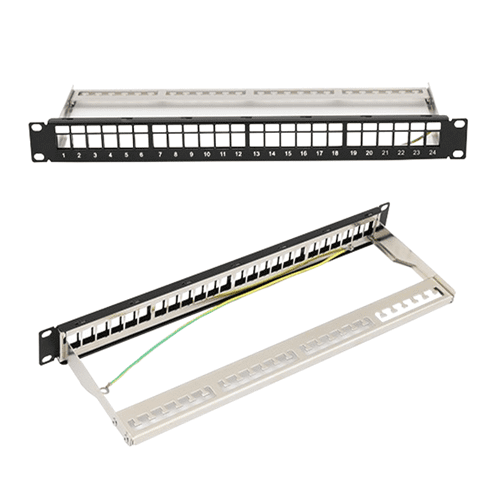 D-Connect 19” Rack Mountable 90° Shielded PCB Patch Panel – Cat6 & Cat6A