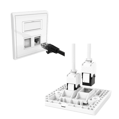 D-Connect UK Bevel Faceplate With Shuttered Angled Cat6 UTP Jack