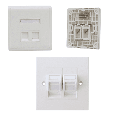 D-Connect UK-Style Unloaded Faceplates, Single/Double/4-Port